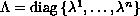 $\Lambda = {\rm diag}\,
\{\lambda^{1},\ldots,\lambda^{n}\}$