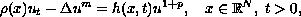 $$ 
 \rho(x)u_t-\Delta u^m=h(x,t)u^{1+p}, \quad x \in \mathbb{R}^N, \; t>0,
 $$