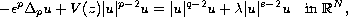 $$
 -\epsilon^{p}\Delta_{p}u+V(z)|u|^{p-2}u=|u|^{q-2}u
 +\lambda|u|^{s-2}u \quad\hbox{in }\mathbb{R}^N,
 $$