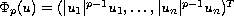 $\Phi_p(u) = (|u_1|^{p-1}u_1, \dots, |u_n|^{p-1}u_n)^T$