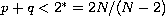 $p+q<2^*=2N/(N-2)$