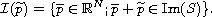 $$
 \mathcal{I}(\widetilde{p})=\{ \overline{p} \in \mathbb{R}^N;
 \overline{p} + \widetilde{p}\in \operatorname{Im}(S)\}.
 $$