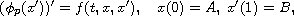 $$
 (\phi_p(x'))'=f(t,x,x'),\quad x(0)=A,\;x'(1)=B,
 $$