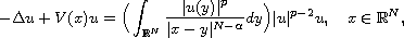 $$
 -\Delta u+V(x)u=\Big(\int_{\mathbb{R}^N}\frac{|u(y)|^p}{|x-y|^{N-\alpha}}dy\Big)
 |u|^{p-2}u,\quad x\in \mathbb{R}^N,
 $$