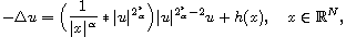 $$
 - \Delta u=\Big(\frac{1}{|x|^{\alpha}}\ast |u|^{2^{\ast}_{\alpha}}
 \Big)|u|^{2^{\ast}_{\alpha}-2}u+h(x), \quad x\in \mathbb{R}^N,
 $$