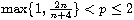 $\max\{1,\frac{2n}{n+4}\}<p\leq2$