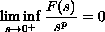 $\displaystyle{\liminf_{s\to0^+}\frac{F(s)}{s^p} = 0}$